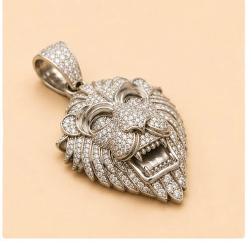 Lion Head Silver Pendant