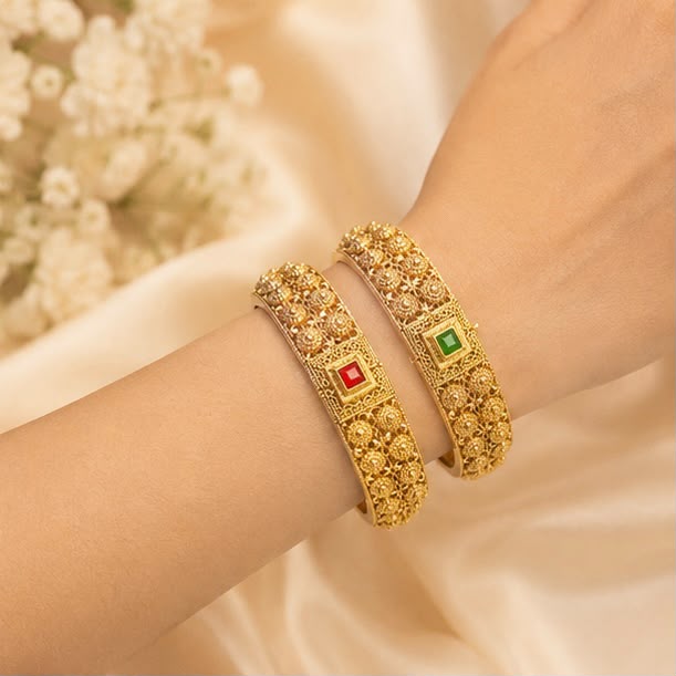 Elegant 22k Gold Women Gold Bangle Set