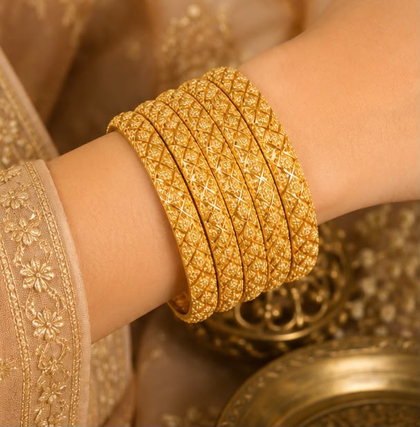 22K Gold Elegant Texture Bangles