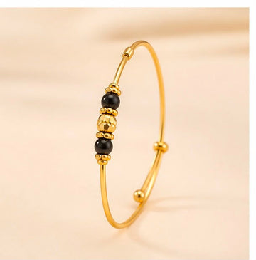Black Beaded 22k Gold Baby Bangle