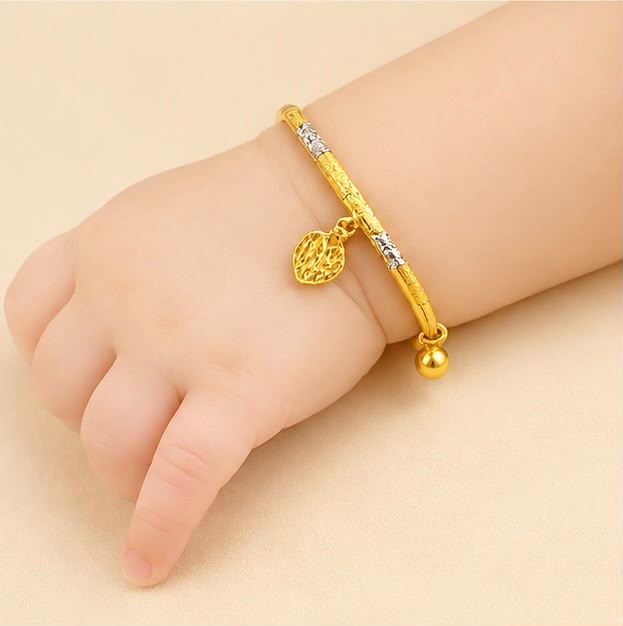 Cute Dual Shade 22k Gold Kid Bangle