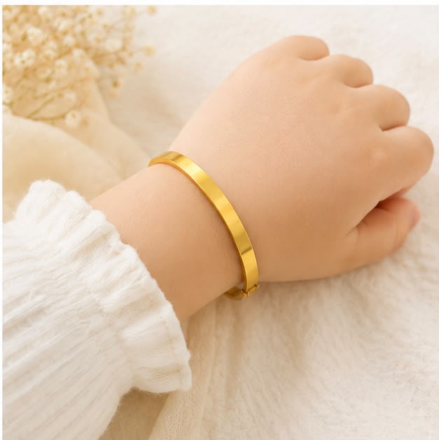 Plane and Elegant 22k Gold Kid Bangle