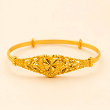 Heart Engraved 22k Gold Kid Bangle