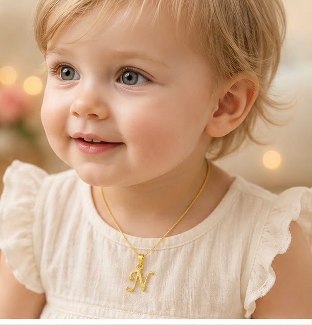 22K Gold Letter N Pendant