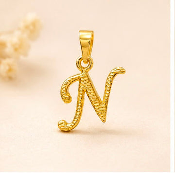 22K Gold Letter N Pendant