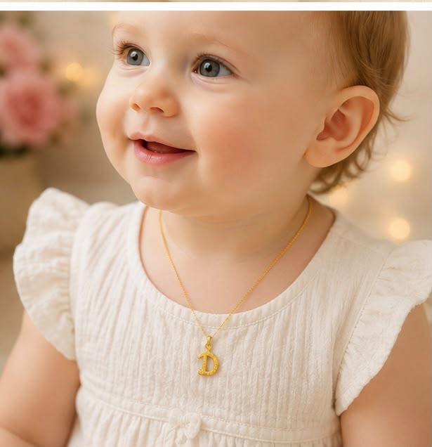 22K Gold Elegant D Pendant