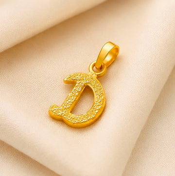 22K Gold Elegant D Pendant