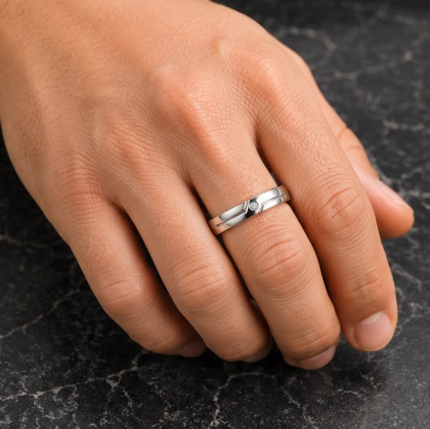 Solitaire Accent Silver Ring 925 Sterling