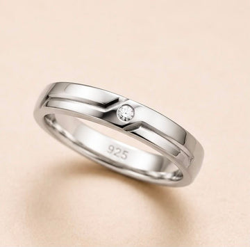Solitaire Accent Silver Ring 925 Sterling