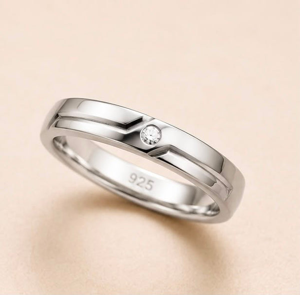 Solitaire Accent Silver Ring 925 Sterling