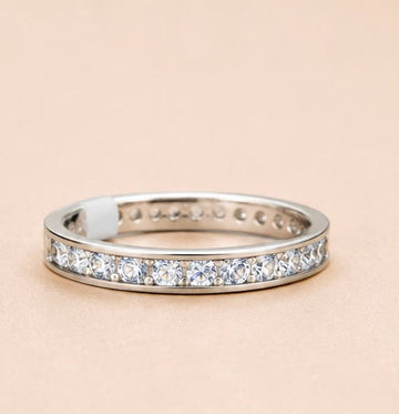 Eternity Stone Silver Ring 925 Sterling