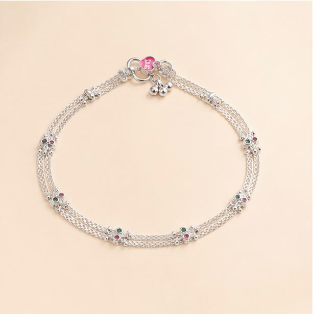 Multi Strand Silver Anklet 925 Sterling