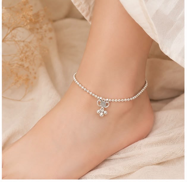 Timeless Beaded Silver Anklet 925 Sterling
