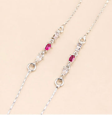 Elegant Pink Stone Anklet 925 Sterling