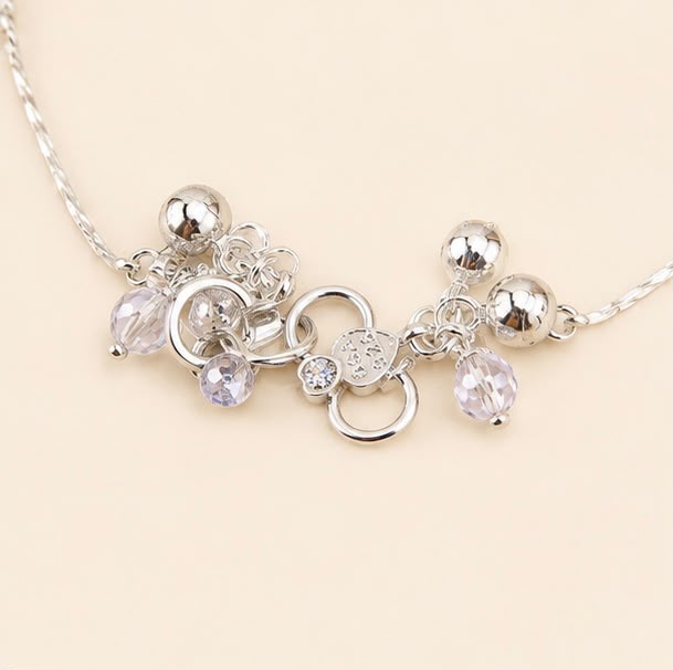 Elegant Pink Stone Anklet 925 Sterling