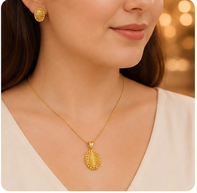 22K Gold Royal Medallion Pendant Set