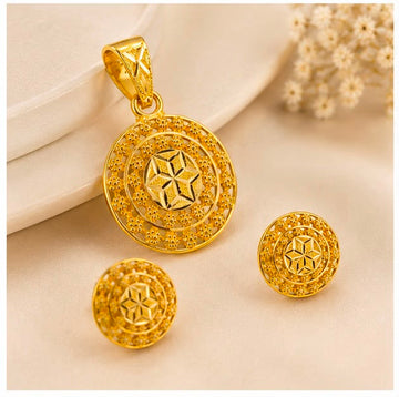 22K Gold Royal Rosette Pendant Set