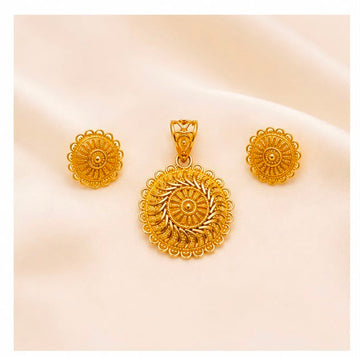 22K Gold Ethnic Swirl Pendant Set