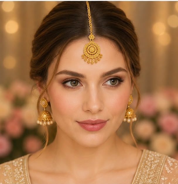 22K Gold Premium Floral Maang Tikka