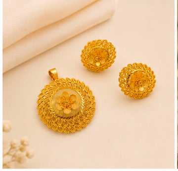 22K Gold Turkish Ornate Pendant Set