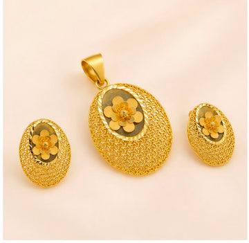 22K Gold Turkish Petal Pendant Set