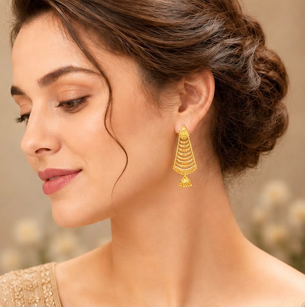 22K Gold Traditional Dangle Earrings