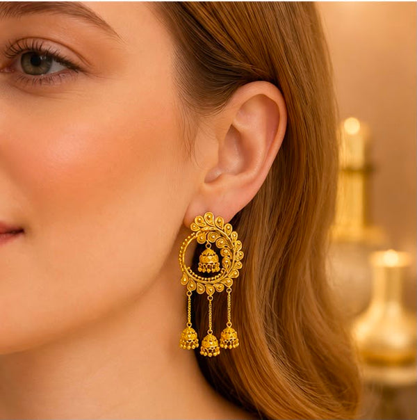 22K Gold Royal Chandbali Earrings