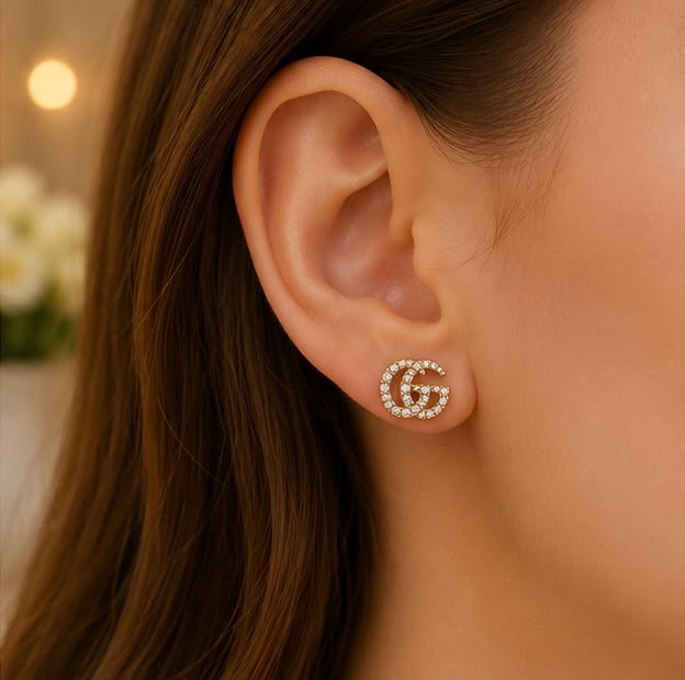 22k Gold Gucci-Inspired Stone Stud