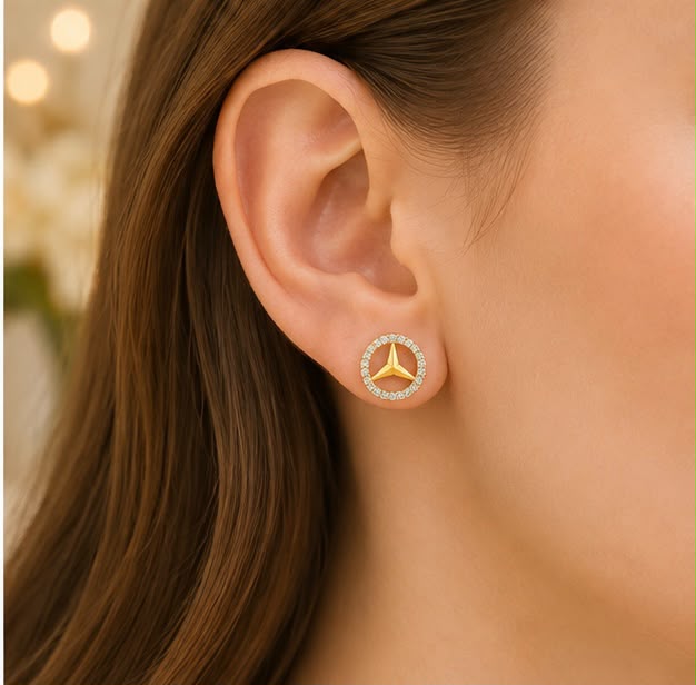 22k Gold Mercedes-Inspired Stud