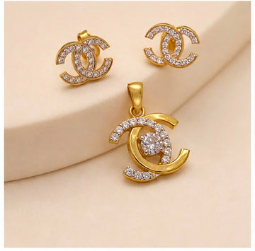 Luxury Chanel 22k Gold Pendant Set