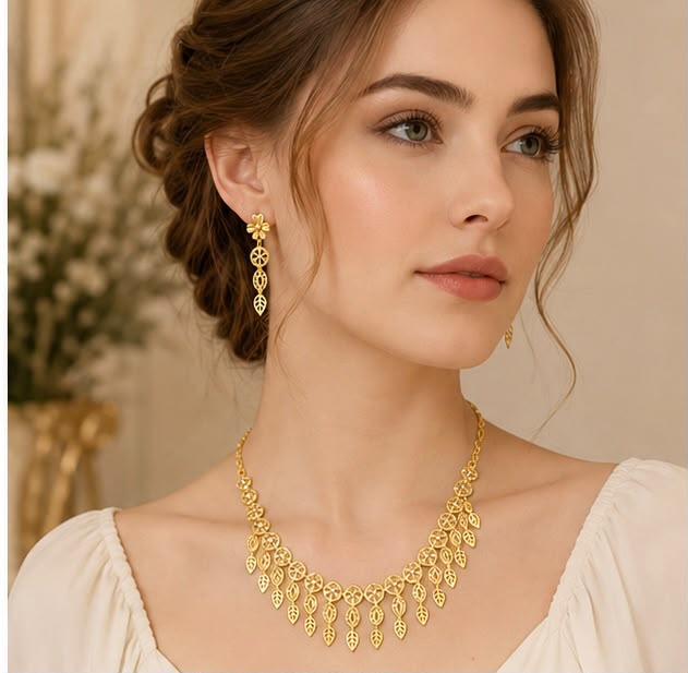 Turkish Designer 22k Gold Women Necklace Set