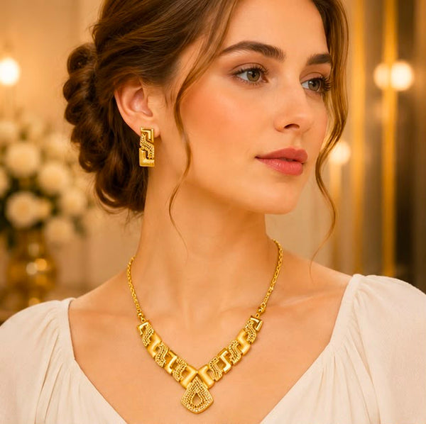 Fancy 22K Gold Necklace Set