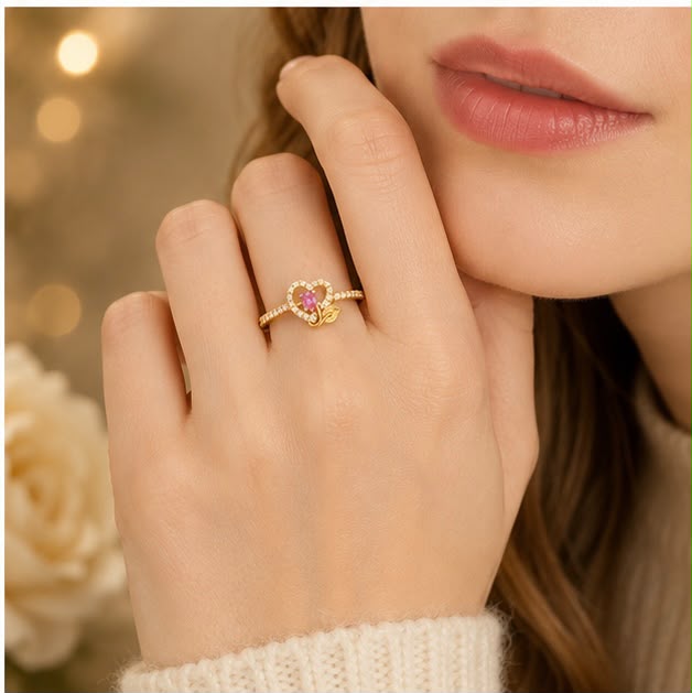 Ruby Heart 22k Gold Ring
