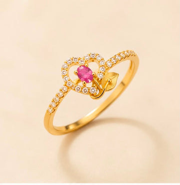 Ruby Heart 22k Gold Ring