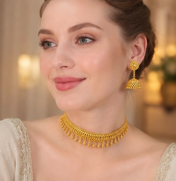 Elegant 22k Gold Choker Set