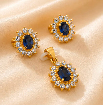 Blue Sapphire 22k Gold Women Pendant