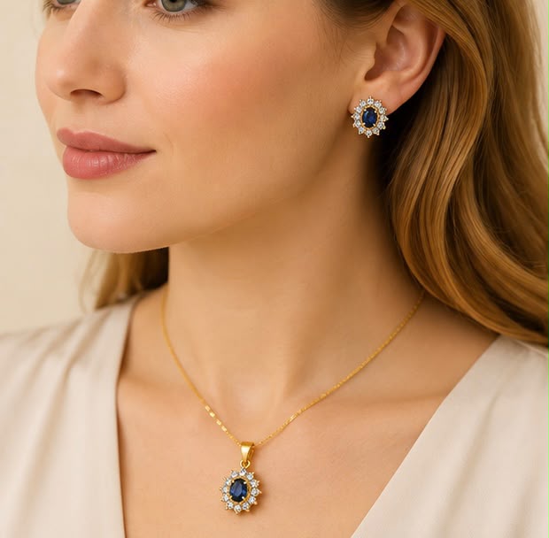 Blue Sapphire 22k Gold Women Pendant