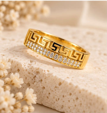Greek Key Elegance 22K Gold Ring