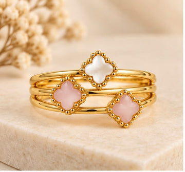 Dual Tone Van-Cleef Daily Wear 22k Gold Women Ring