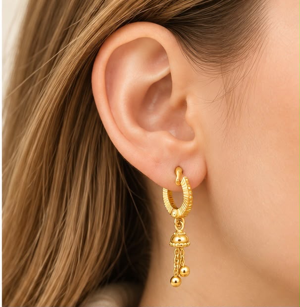 Designer 22k Gold Women Hoops/Bali
